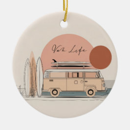 Adorno De Cerámica Van Life Surf Van – Retro Beach Camper Aesthetic 