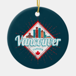 Adorno De Cerámica Vancouver Skyline British Columbia Retro Canadá