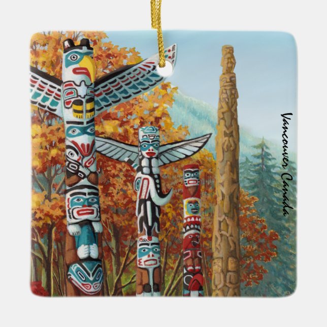 Adorno De Cerámica Vancouver Tótem Pole Ornament Nativos Souvenirs (Anverso)
