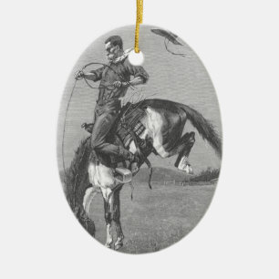 Adorno De Cerámica Vaqueiros de Rodeo Antiguos, Potro Salvaje de Remi