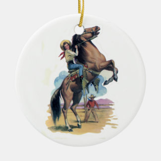 Adorno De Cerámica Vaquera en caballo