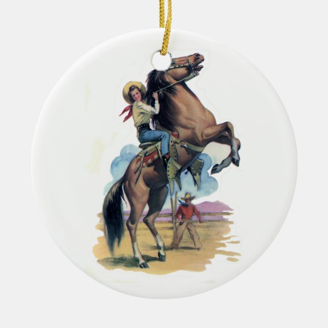 Adorno De Cerámica Vaquera en caballo (Frente)