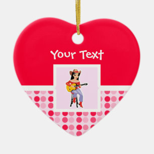 Adorno De Cerámica Vaquera linda con la guitarra