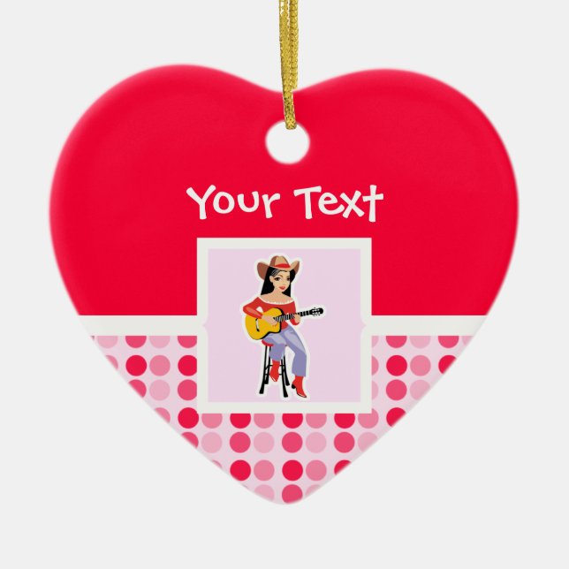 Adorno De Cerámica Vaquera linda con la guitarra (Frente)