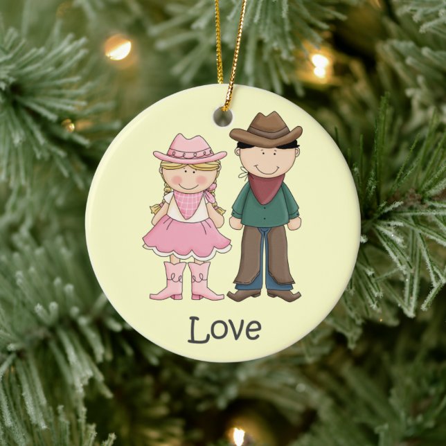 Adorno De Cerámica Vaquera y vaquero enamorados (Árbol)