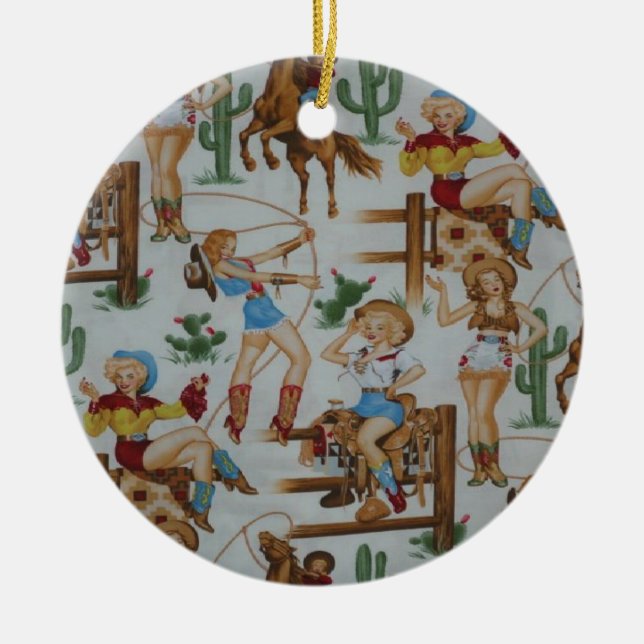 Adorno De Cerámica Vaqueras retras de la colección del navidad (Frente)