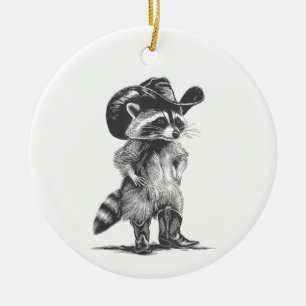Adorno De Cerámica Vaquero Mapache Mapache Divertido Gráfico Meme Hom