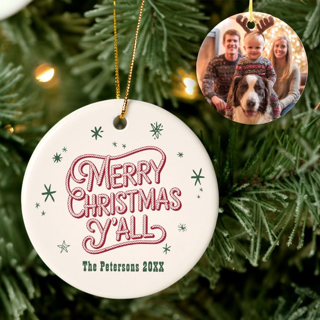 Adorno De Cerámica Vaqueros Navidades Western Merry Christmas Y'all (Subido por el creador)