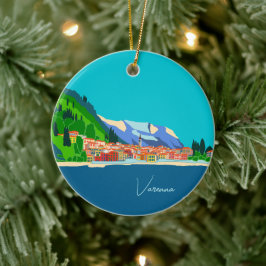 Adorno De Cerámica Varenna Lago de Como Italia Ilustración Viaje