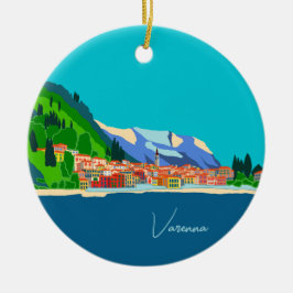 Adorno De Cerámica Varenna Lago de Como Italia Ilustración Viaje