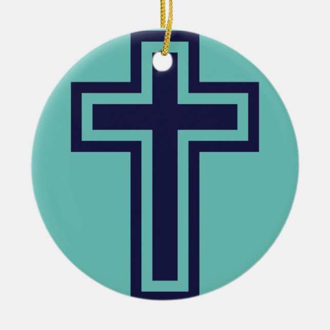 Adorno De Cerámica Variantes de la cruz azul cristiana (Frente)