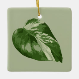 Adorno De Cerámica Variegated Monstera Leaf Ornament
