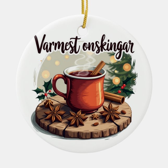 Adorno De Cerámica Varmest önskingar Swedish Holiday Greeting (Frente)