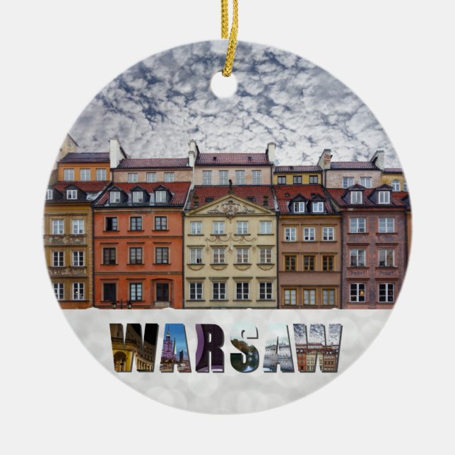 Adorno De Cerámica Varsovia Polonia Navidades de fotos de viajes en e (Frente)
