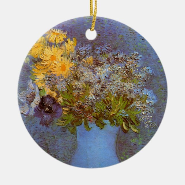Adorno De Cerámica Vase con Lilacs y Daisies por Vincent van Gogh (Frente)