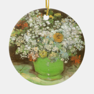 Adorno De Cerámica Vase con zinnias y flores por Vincent van Gogh