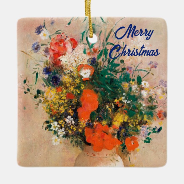 Adorno De Cerámica Vase de flores por Redon Merry Christmas (Anverso)