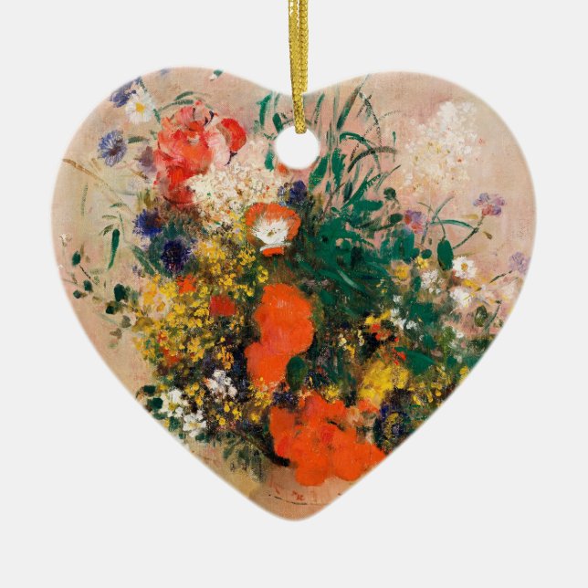 Adorno De Cerámica Vase de flores por Redon Post-Impresionista (Frente)