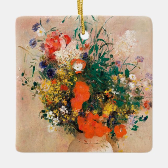 Adorno De Cerámica Vase de flores por Redon Post-Impresionista (Anverso)