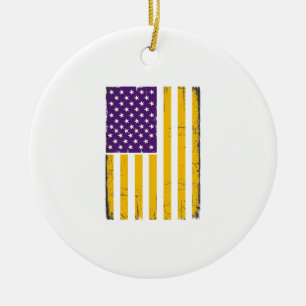 Adorno De Cerámica Vector de bandera americana morada y dorada con as