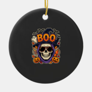 Adorno De Cerámica Vector de gafas de sol de cráneo de Halloween Boo