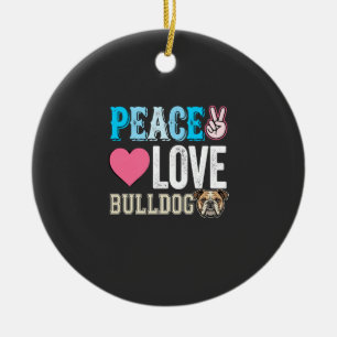 Adorno De Cerámica Vector Perro Bulldog Paz Amor