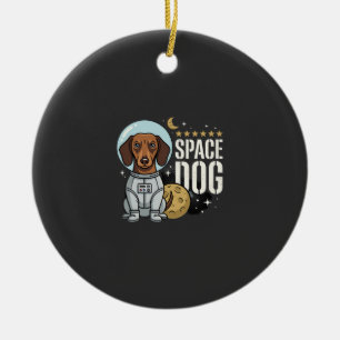 Adorno De Cerámica Vector perro espacial astronauta Dachshund