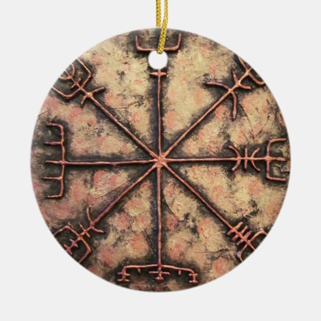 Adorno De Cerámica Vegvisir, fuga de vikingos, hechizo de ejecución (Frente)