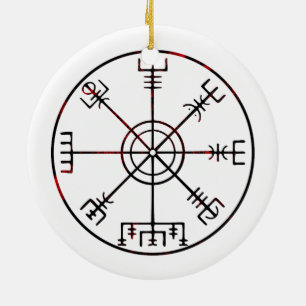 Adorno De Cerámica Vegvisir Ruedas Protectoras Islandesas