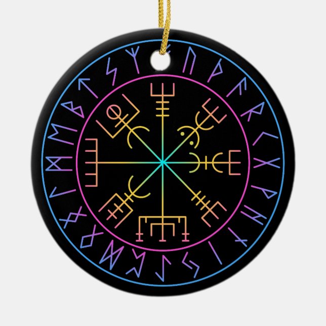 Adorno De Cerámica Vegvisir Viking Compass Symbol Design (Frente)