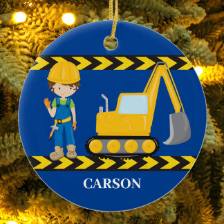 Adorno De Cerámica Vehículo de construcción Guay Blue Boys Personaliz