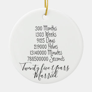 Adorno De Cerámica Veinticinco años de matrimonio Aniversario 25 boda