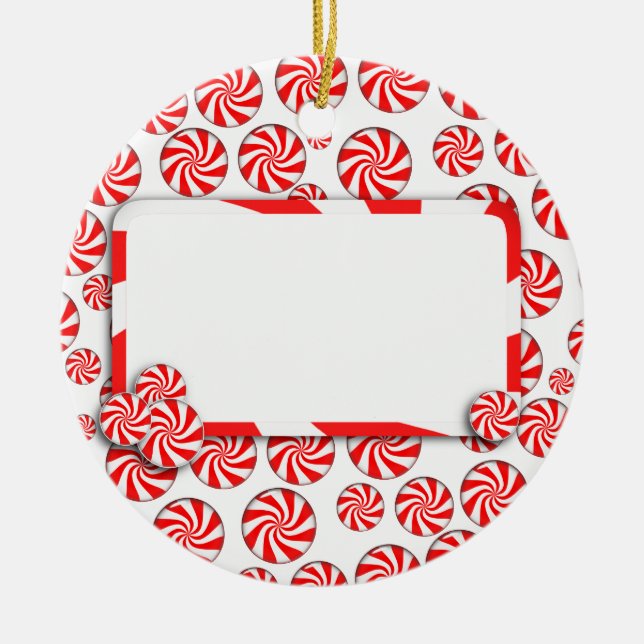 Adorno De Cerámica Vela de menta con etiqueta (Frente)