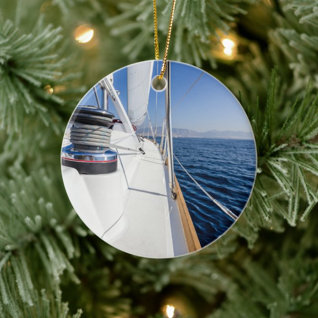 Adorno De Cerámica vela navegando por el mar (Árbol)