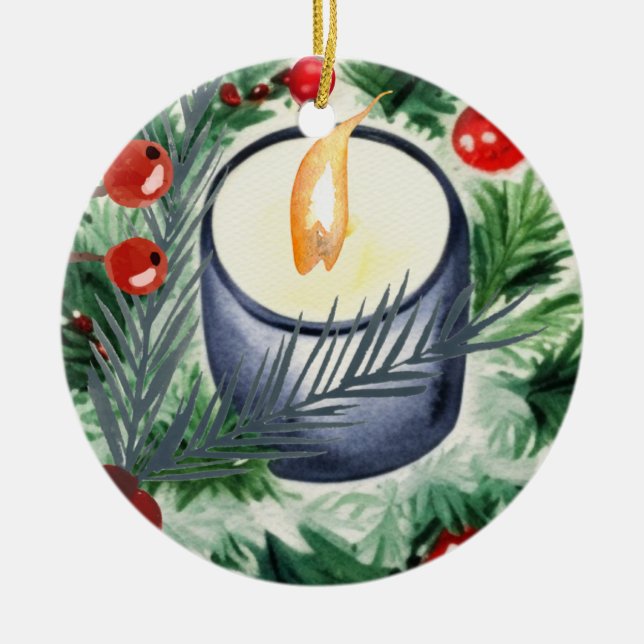 Adorno De Cerámica Vela navidad (Frente)