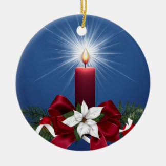 Adorno De Cerámica Vela roja del día de fiesta del navidad