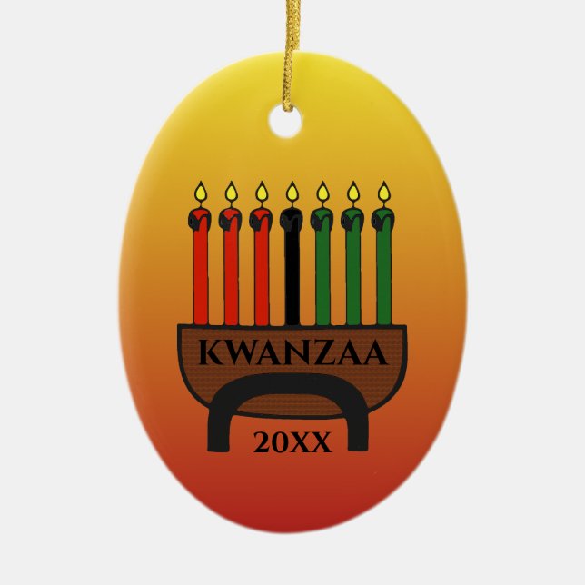 Adorno De Cerámica Velas de Kwanzaa (Frente)