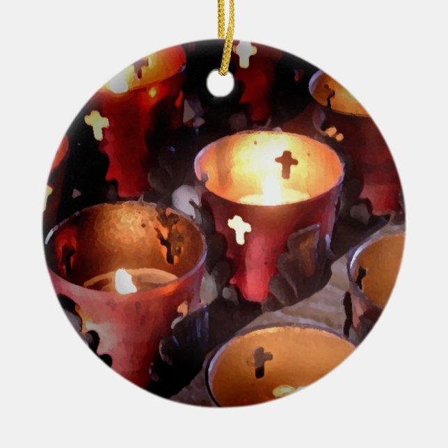 Adorno De Cerámica Velas de las misiones de Tejas (Frente)