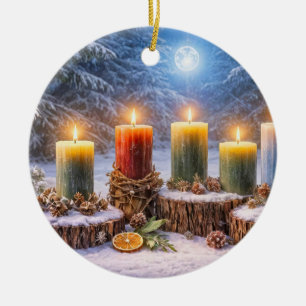 Adorno De Cerámica Velas de Luna de Solsticio de Yule