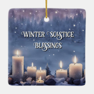 Adorno De Cerámica Velas de Yule en el Solsticio de Invierno en la Ni