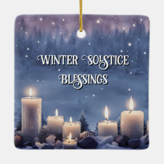 Adorno De Cerámica Velas de Yule en el Solsticio de Invierno en la Ni
