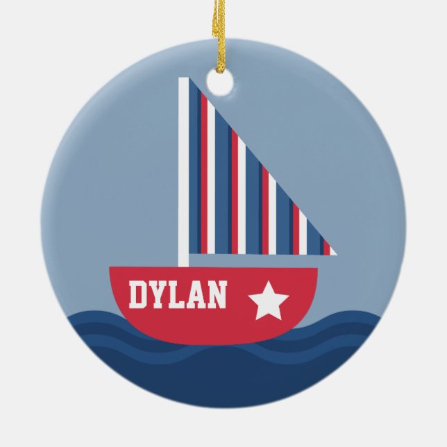 Adorno De Cerámica Velero lindo náutico para los niños (Atrás)