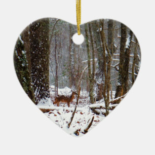 Adorno De Cerámica Venado en caída de nieve