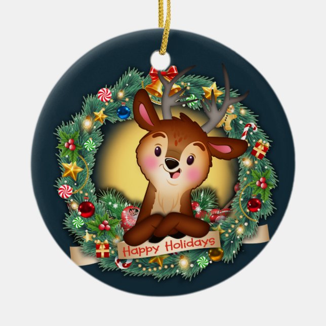 Adorno De Cerámica venado en correa (Frente)