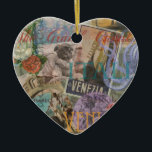 Adorno De Cerámica Venecia Italia Viaje Bonito Vintage Arte Colorido<br><div class="desc">Este collage vintage veneciano tiene que ver con visitar la hermosa ciudad de Venecia. Nuestro collage veneciano incorpora antiguos recortes de papel de hermosas imágenes - una pareja enamorada, el león de Venecia, el Gran Canal, los botes Gondola, el puente Rialto, el paisaje de Venecia, y para un poco caprichoso,...</div>
