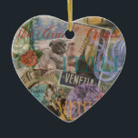 Adorno De Cerámica Venecia Italia Viaje Bonito Vintage Arte Colorido<br><div class="desc">Este collage vintage veneciano tiene que ver con visitar la hermosa ciudad de Venecia. Nuestro collage veneciano incorpora antiguos recortes de papel de hermosas imágenes - una pareja enamorada, el león de Venecia, el Gran Canal, los botes Gondola, el puente Rialto, el paisaje de Venecia, y para un poco caprichoso,...</div>