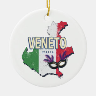 Adorno De Cerámica Veneto Italia Retro Región Mapa de Vintage Souveni