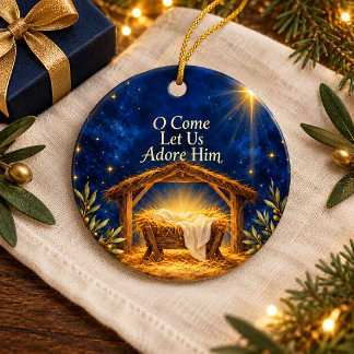 Adorno De Cerámica Venid Adoremosle Pesebre de Navidad