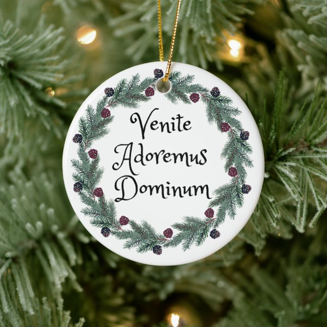 Adorno De Cerámica Venite Adoremus Dominum Latin Mass Personalizada (Árbol)