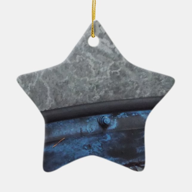 Adorno De Cerámica Ventana de pie de camión azul (Frente)